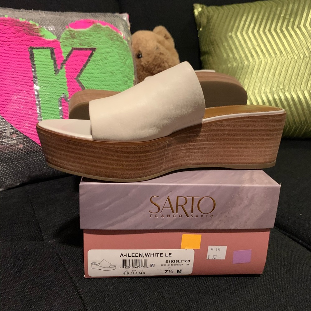 SARTO Franco Sarto White Platform Sandals